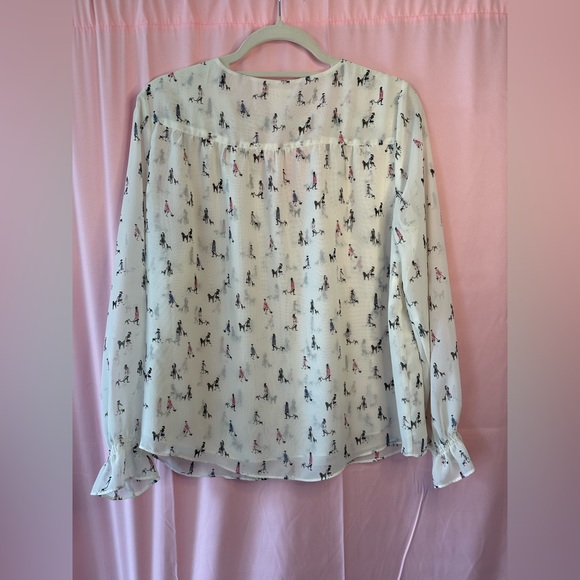 Madison Jules Long Sleeve Ruffle Button Down Blouse- Sz Large - Picture 3 of 7